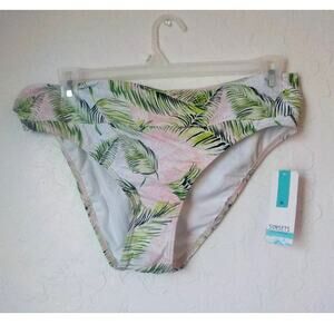Sunsets Bottom Bikini Women size 16 White Green Palms NWT